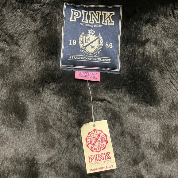 NWT Victorias Secret Love Pink Hoodie Faux Fur Lined Y2K Sequin Bling 2011 XS - Picture 9 of 14